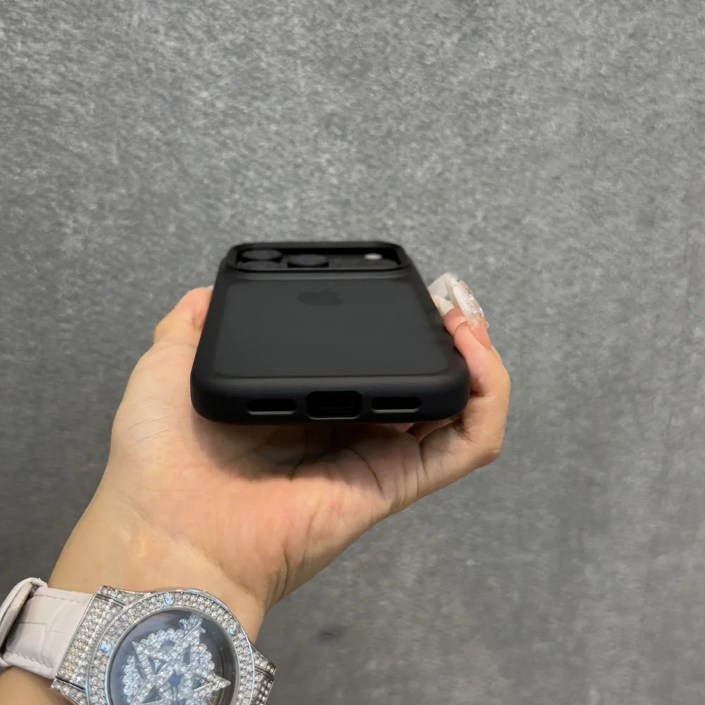 New Metal Buttons Skin Feel Orange Shield Matte Transparent Phone Case For iPhone 17 Pro Max 17 Air 17 Pro 17 Shockproof Cover