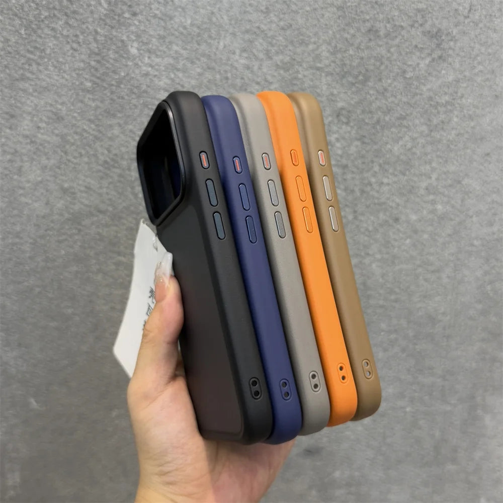 New Metal Buttons Skin Feel Orange Shield Matte Transparent Phone Case For iPhone 17 Pro Max 17 Air 17 Pro 17 Shockproof Cover