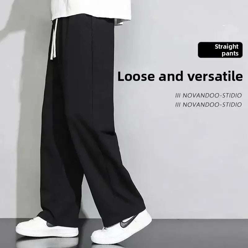 New Men's Casual Sports Pants Loose Elastic Waist Spring Autumn Versatile Straight Leg Long Trousers Comfortable Fit