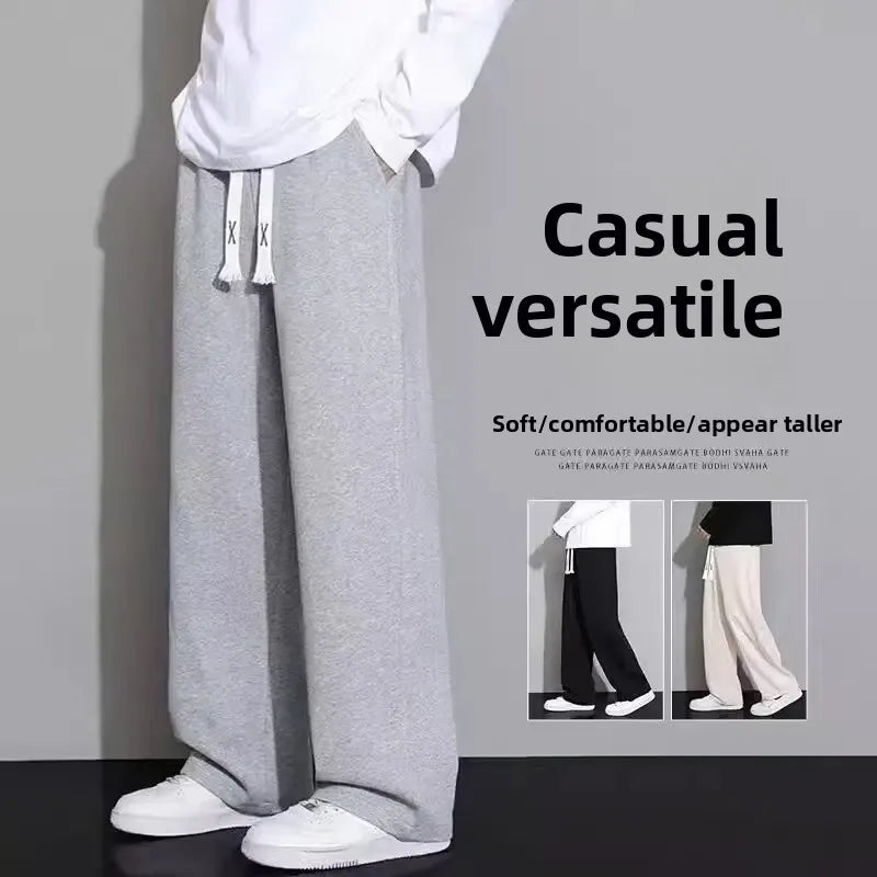 New Men's Casual Sports Pants Loose Elastic Waist Spring Autumn Versatile Straight Leg Long Trousers Comfortable Fit