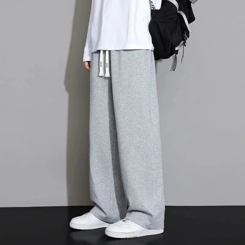 New Men's Casual Sports Pants Loose Elastic Waist Spring Autumn Versatile Straight Leg Long Trousers Comfortable Fit