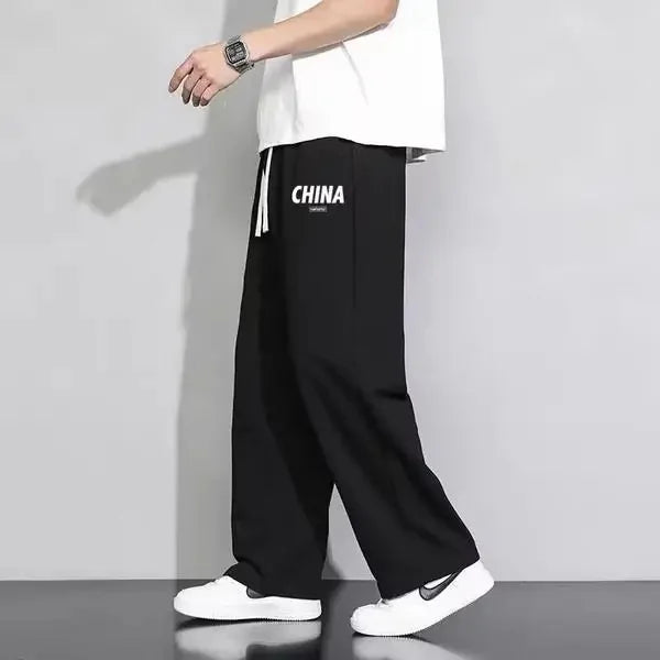New Men's Casual Sports Pants Loose Elastic Waist Spring Autumn Versatile Straight Leg Long Trousers Comfortable Fit
