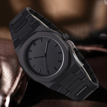 4PCS Black Men's Watch Set Business Trend Fashion Quartz Watch Bracelet Necklace Ring Set Perfect Gift Set for Friends or Dad