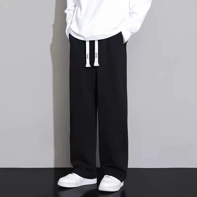 New Men's Casual Sports Pants Loose Elastic Waist Spring Autumn Versatile Straight Leg Long Trousers Comfortable Fit