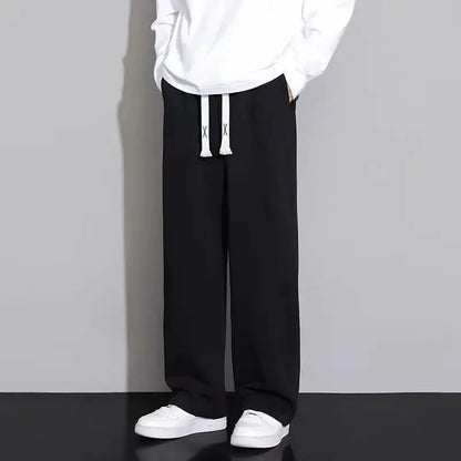 New Men's Casual Sports Pants Loose Elastic Waist Spring Autumn Versatile Straight Leg Long Trousers Comfortable Fit