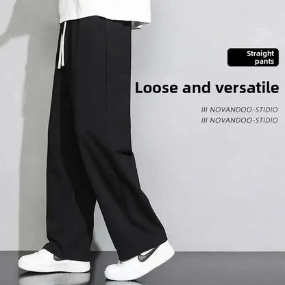 New Men's Casual Sports Pants Loose Elastic Waist Spring Autumn Versatile Straight Leg Long Trousers Comfortable Fit
