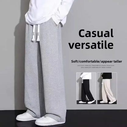 New Men's Casual Sports Pants Loose Elastic Waist Spring Autumn Versatile Straight Leg Long Trousers Comfortable Fit