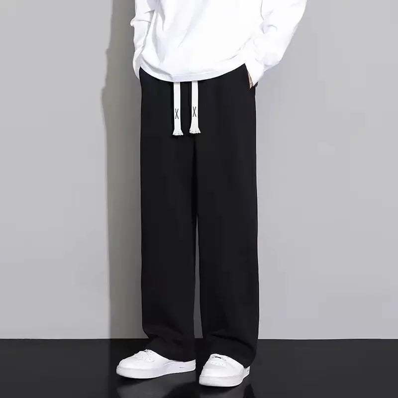 New Men's Casual Sports Pants Loose Elastic Waist Spring Autumn Versatile Straight Leg Long Trousers Comfortable Fit