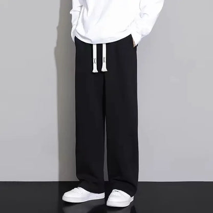 New Men's Casual Sports Pants Loose Elastic Waist Spring Autumn Versatile Straight Leg Long Trousers Comfortable Fit