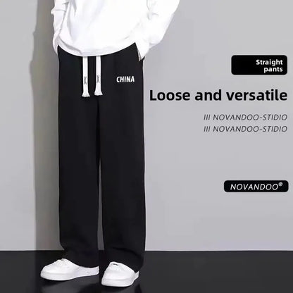 New Men's Casual Sports Pants Loose Elastic Waist Spring Autumn Versatile Straight Leg Long Trousers Comfortable Fit