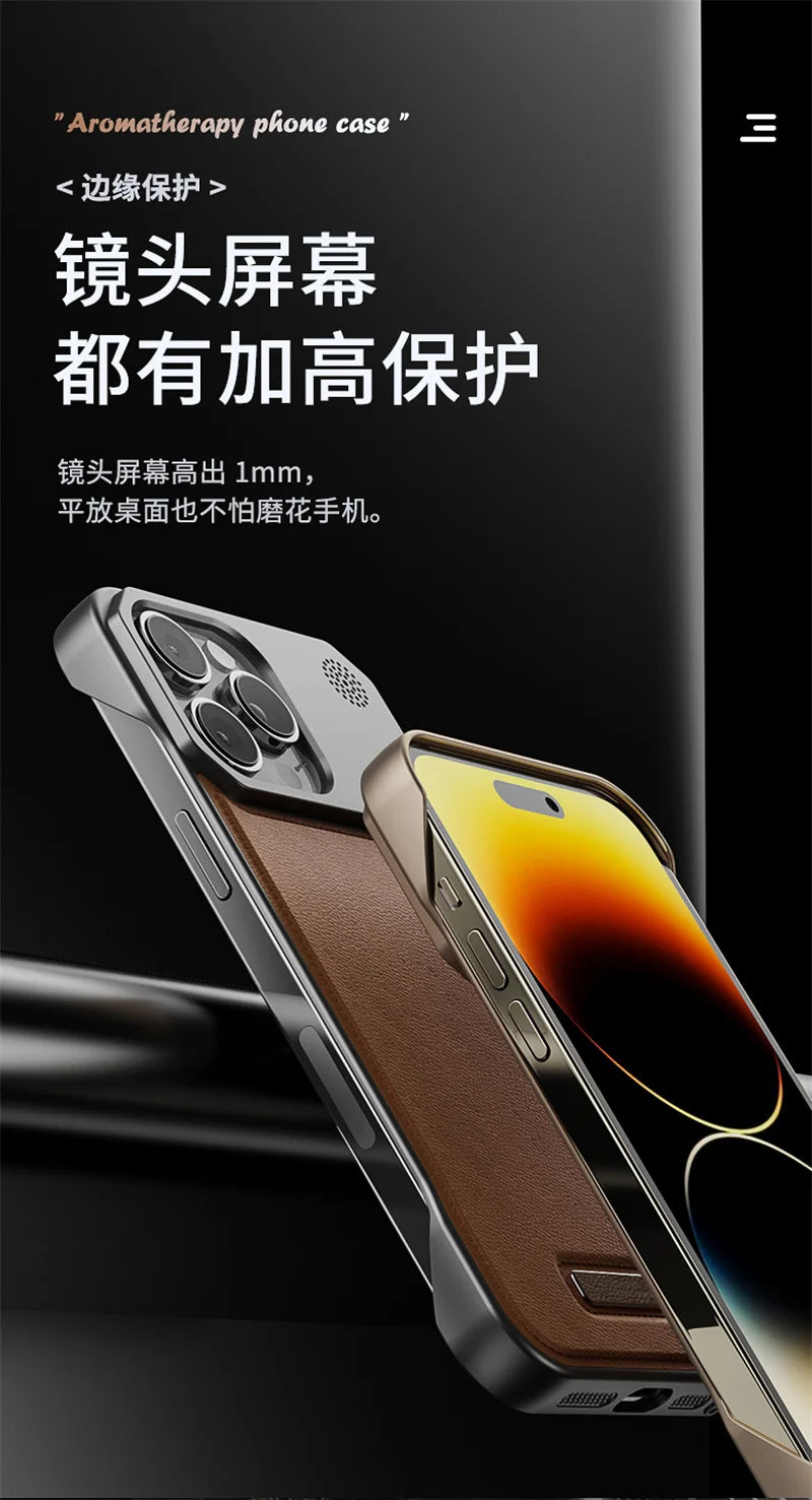 Luxury Magnetic Leather Aromatherapy Phone Case For iPhone 11 12 13 14 15 16 17 Pro Max Plus Wireless Charging Borderless Cover