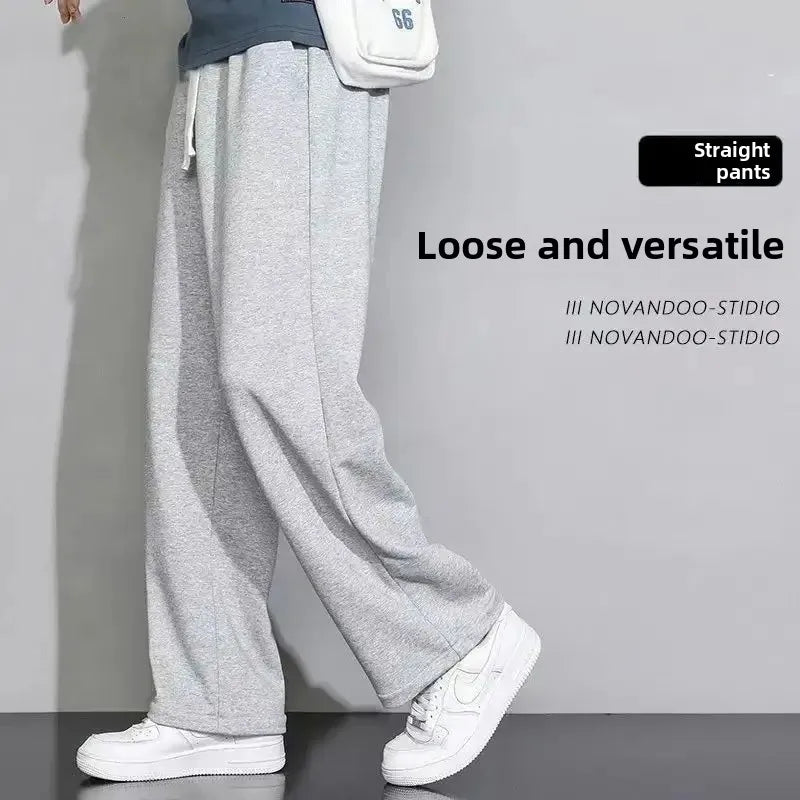 New Men's Casual Sports Pants Loose Elastic Waist Spring Autumn Versatile Straight Leg Long Trousers Comfortable Fit